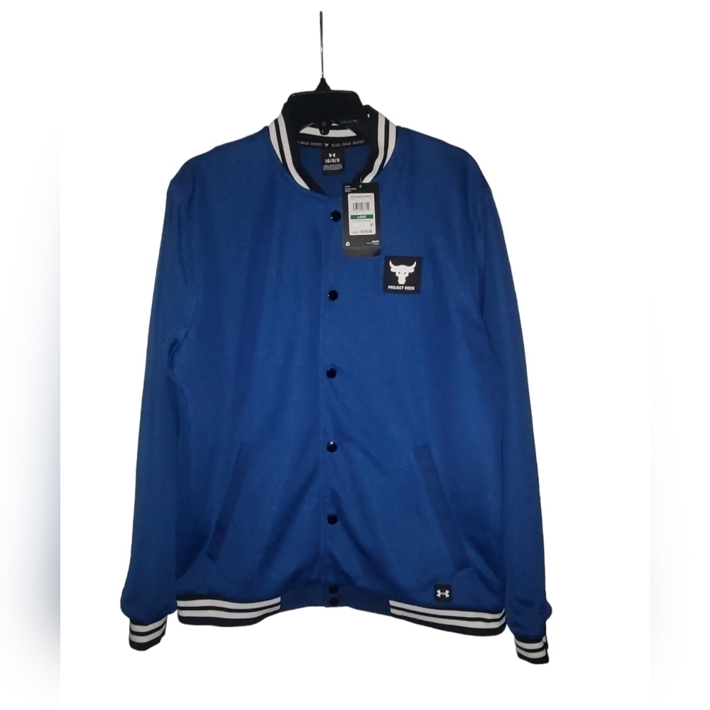 Under Armour Project Rock Mesh Varisty Jacket Blue Men's Size Large